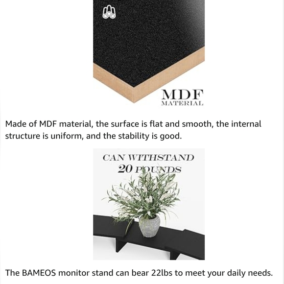 Dual Monitor Stand Riser Adjustable - Black - Picture 7 of 7